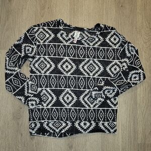 Ransom Beach Layering Aztec Patterned Long Sleeve Women's Top Size M